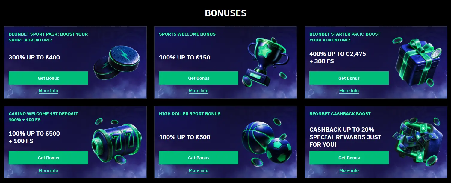 Beonbet casino and sports bonus offers