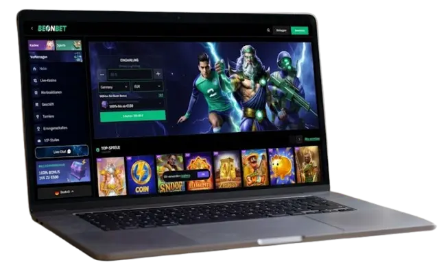 BeonBet casino platform displayed on a laptop